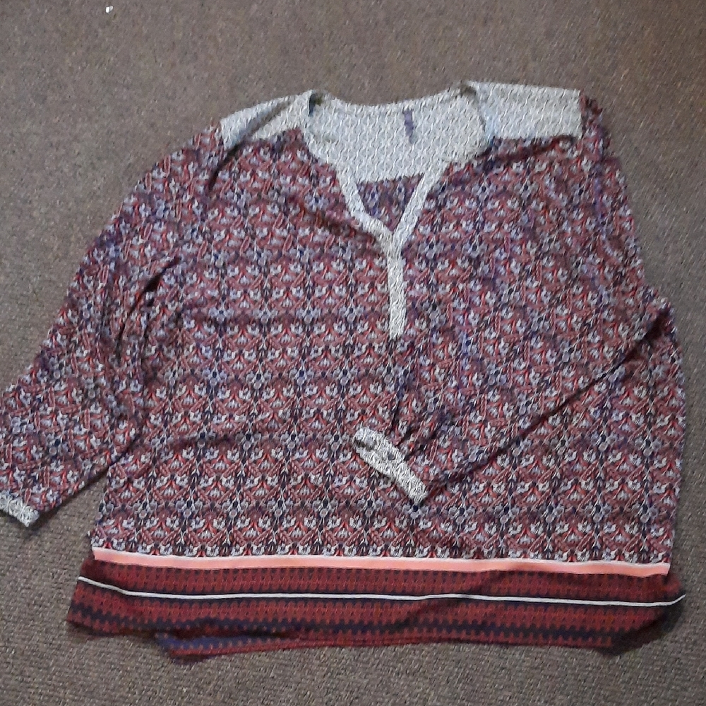 Patterned Long Sleeve Blouse